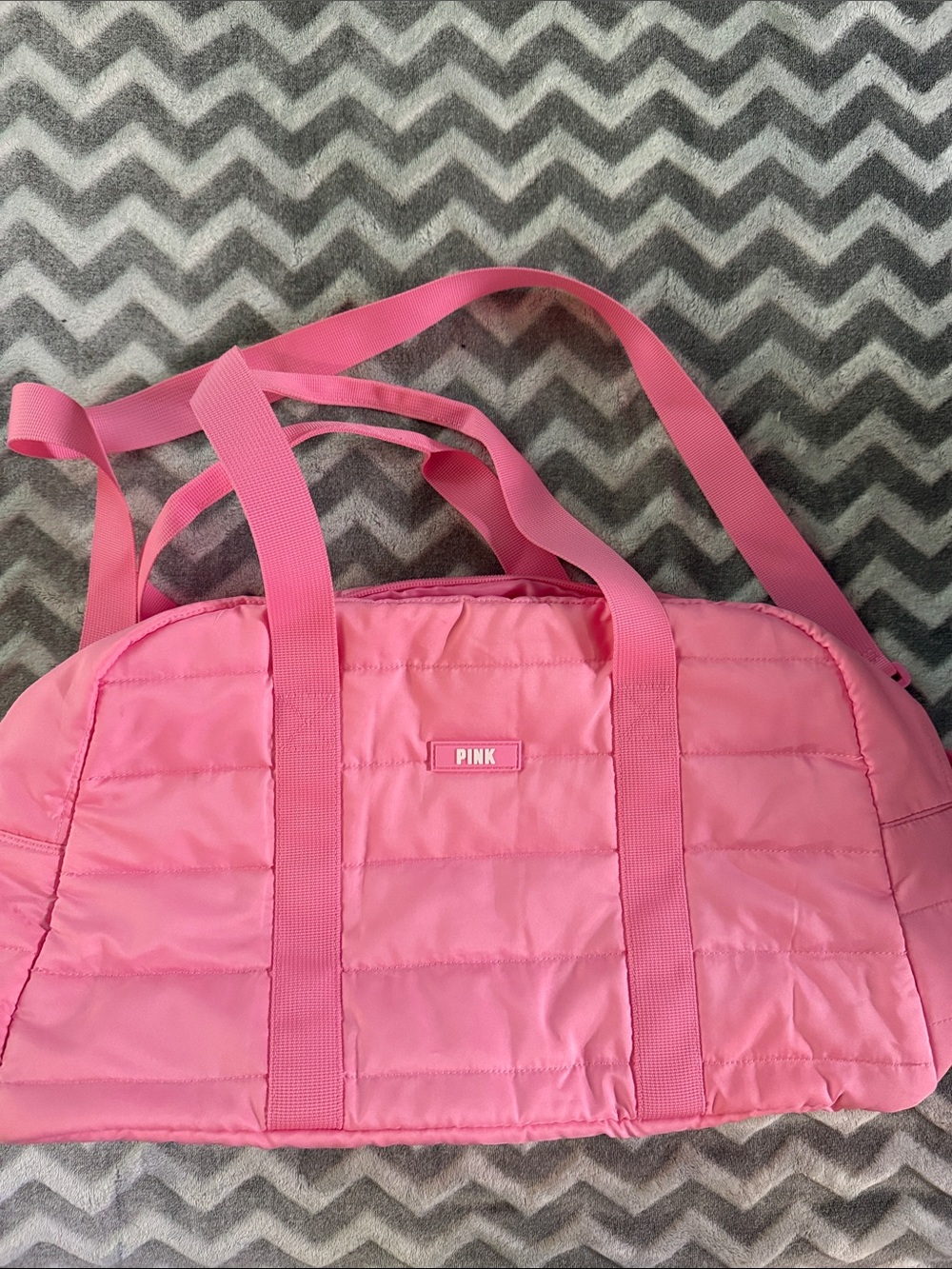 PINK Victoria's Secret Quilted Bubblegum Pink Travel Duffel